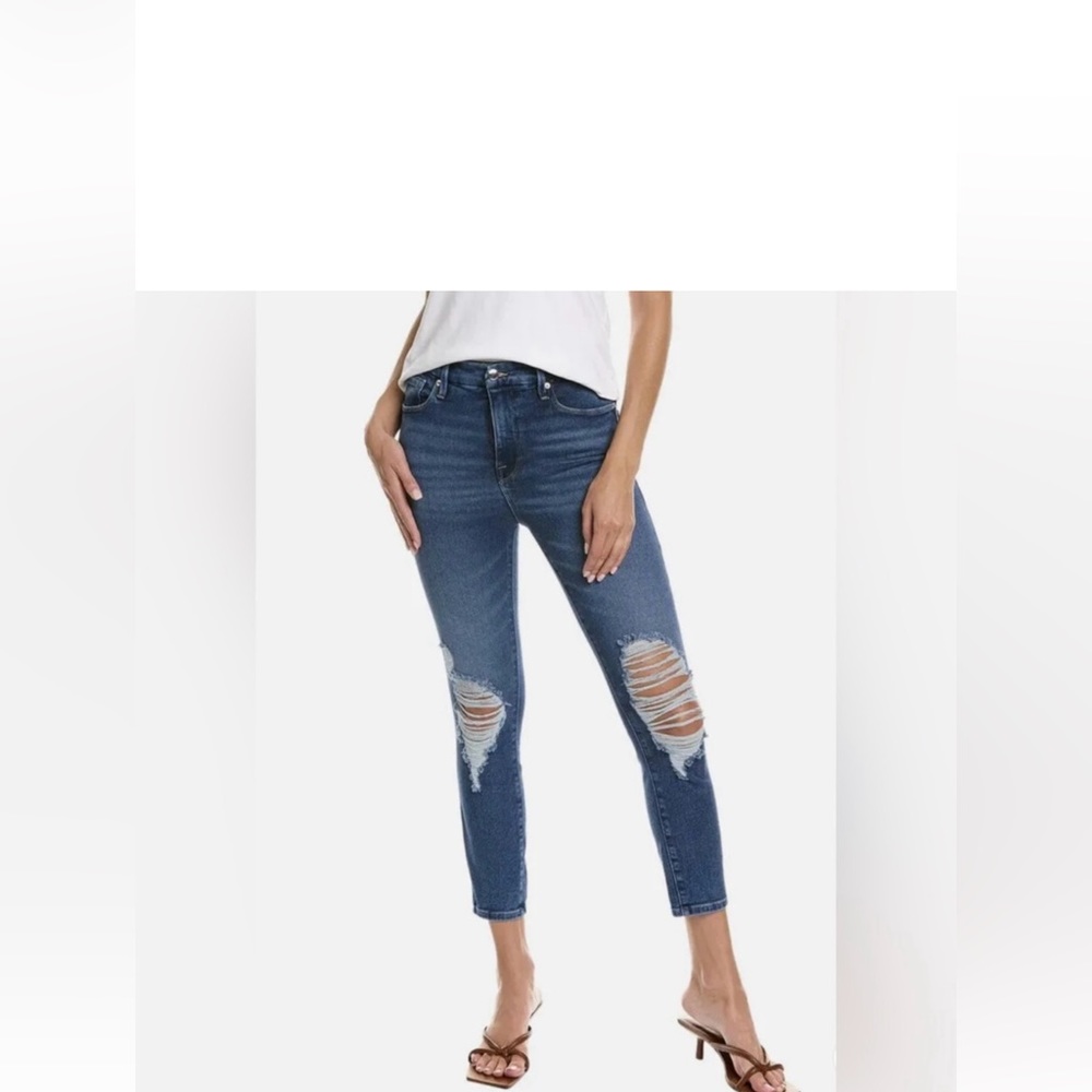 NWT $159 Good American Good Waist Crop Distressed Jeans GWCSP941T Size  6/28